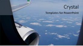  Presentation with airplane wing through airplane window - Slides enhanced with airplane flying above the clouds background and a light blue colored foreground