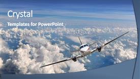  Presentation with airplane - Presentation theme with airplane flying high above background and a teal colored foreground
