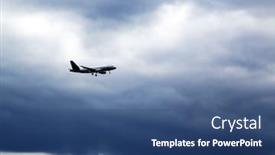  Presentation with storm clouds - Cool new PPT theme with airplane-flying-in-the-sky backdrop and a ocean colored foreground