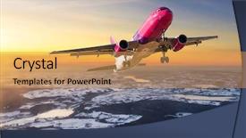  Presentation with airplane taking off sky - Audience pleasing slides consisting of airplane flying on the sky backdrop and a yellow colored foreground