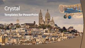  Presentation with airplane pilot - Beautiful slide deck featuring airplane flying over paris france backdrop and a gray colored foreground