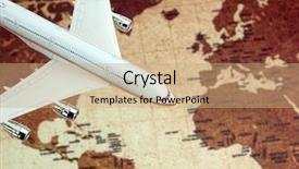  Presentation with 3d men world map - Amazing PPT theme having airplane flying over the world backdrop and a coral colored foreground