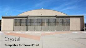  Presentation with airplane hanger - Amazing slide deck having airplane-hanger-a-airplane-hanger backdrop and a light gray colored foreground