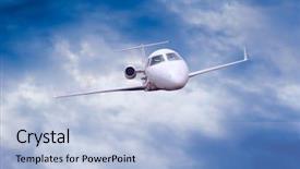  Presentation with airplane taking off sky - Theme having airplane in air on blue background and a light blue colored foreground