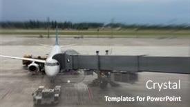  Presentation with effect - PPT theme having airplane-in-airport-blur-motion background and a gray colored foreground