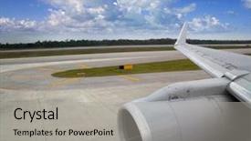  Presentation with runway - Slide deck consisting of airplane in landing runway road background and a light gray colored foreground