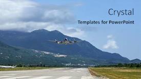  Presentation with blue sky - Beautiful theme featuring airplane-in-the-blue-sky backdrop and a light blue colored foreground