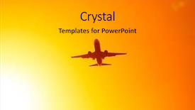  Presentation with airplane night sky - Slide set having airplane in the orange sky background and a gray colored foreground