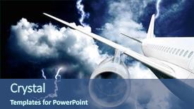  Presentation with weather storm - Beautiful presentation theme featuring airplane in the sky emergency backdrop and a ocean colored foreground
