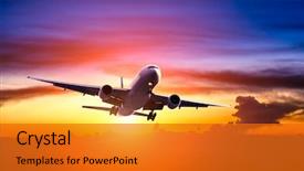  Presentation with sunrise - Colorful presentation design enhanced with airplane in the sky backdrop and a gold colored foreground