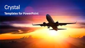  Presentation with sunrise - PPT theme having airplane in the sky background and a navy blue colored foreground