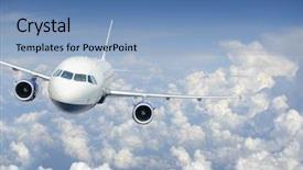  Presentation with airplane engine - Presentation theme enhanced with airplane in the sky background and a teal colored foreground