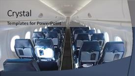  Presentation with airplane - PPT theme enhanced with airplane interior and seats background and a light gray colored foreground
