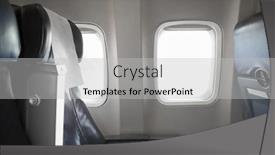  Presentation with passengers - Presentation theme with airplane interior cabine and windows with empty passengers' seats background and a light gray colored foreground