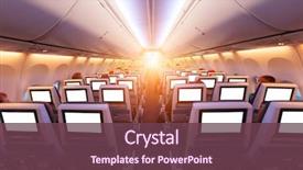  Presentation with interior - Slide set having airplane interior with row seats background and a tawny brown colored foreground