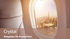  Presentation with dubai - Presentation theme featuring airplane interior with window view background and a coral colored foreground