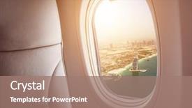  Presentation with dubai - Presentation design with airplane interior with window view background and a coral colored foreground