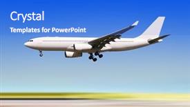  Presentation with airport runway - Slides with airplane is landing to runway background and a cobalt blue colored foreground