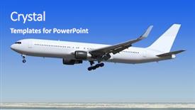  Presentation with airport runway - Audience pleasing presentation theme consisting of airplane is landing to runway backdrop and a cobalt blue colored foreground