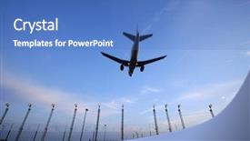  Presentation with plane - Presentation enhanced with airplane landing - plane is flying over landinglights background and a teal colored foreground