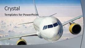  Presentation with plane - Slides enhanced with airplane landing - plane is flying background and a teal colored foreground