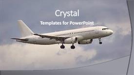  Presentation with airplane - PPT layouts enhanced with airplane landing against stormy sky background and a gray colored foreground