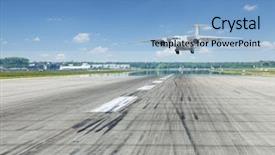 Presentation with airport - Beautiful theme featuring airplane landing on runaway backdrop and a light blue colored foreground