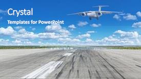  Presentation with airport - Theme enhanced with airplane landing on runaway background and a teal colored foreground
