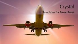  Presentation with airplane - Beautiful presentation theme featuring airplane landing backdrop and a coral colored foreground