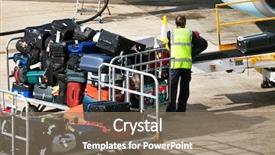  Presentation with luggage - Slides having airplane luggage and travel background and a coral colored foreground