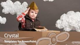  Presentation with airplane take off - Slide deck consisting of airplane made of cardboard box background and a  colored foreground