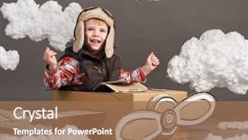  Presentation with airplane a320 - Beautiful theme featuring airplane made of cardboard box backdrop and a  colored foreground