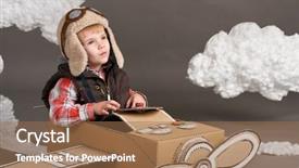  Presentation with airplane on a runway - Beautiful theme featuring airplane made of cardboard box backdrop and a  colored foreground