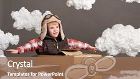  Presentation with airplane pilot - PPT layouts with airplane made of cardboard box background and a coral colored foreground