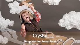  Presentation with airplane pilot - Slide deck featuring airplane made of cardboard box background and a  colored foreground