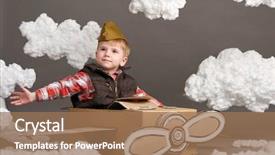  Presentation with airplane on a runway - Colorful presentation design enhanced with airplane made of cardboard box backdrop and a  colored foreground