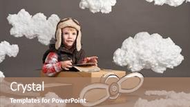  Presentation with airplane pilot - Presentation theme consisting of airplane made of cardboard box background and a  colored foreground