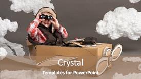  Presentation with airplane pilot - Presentation with airplane made of cardboard box background and a  colored foreground