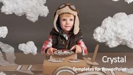  Presentation with twin engine airplane - Cool new slide set with airplane made of cardboard box backdrop and a  colored foreground