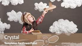  Presentation with airplane pilot - Presentation theme with airplane made of cardboard box background and a  colored foreground