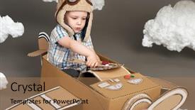  Presentation with airplane pilot - PPT layouts consisting of airplane made of cardboard box background and a  colored foreground