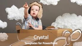  Presentation with airplane pilot - Colorful slide deck enhanced with airplane made of cardboard box backdrop and a  colored foreground