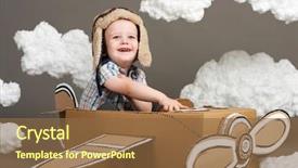  Presentation with airplane pilot - Colorful theme enhanced with airplane made of cardboard box backdrop and a  colored foreground