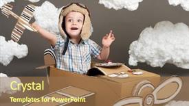  Presentation with airplane pilot - Presentation theme having airplane made of cardboard box background and a  colored foreground