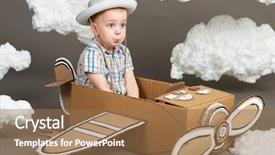  Presentation with airplane pilot - Beautiful slides featuring airplane made of cardboard box backdrop and a coral colored foreground