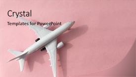  Presentation with airplane - PPT theme featuring airplane model on pink background background and a  colored foreground