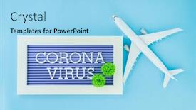  Presentation with covid coronavirus - Amazing slide set having airplane-model-respiratory-protection-medical backdrop and a light blue colored foreground