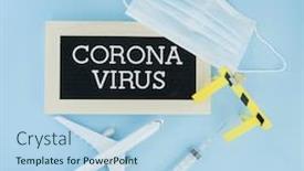  Presentation with respiratory - Colorful presentation design enhanced with airplane-model-respiratory-protection-medical backdrop and a light blue colored foreground