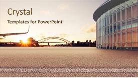  Presentation with sydney - Cool new slide deck with airplane modern building and sydney backdrop and a cream colored foreground