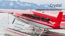  Presentation with alaska airplane - Slide set featuring wild frontier - airplane on alaska background and a light blue colored foreground